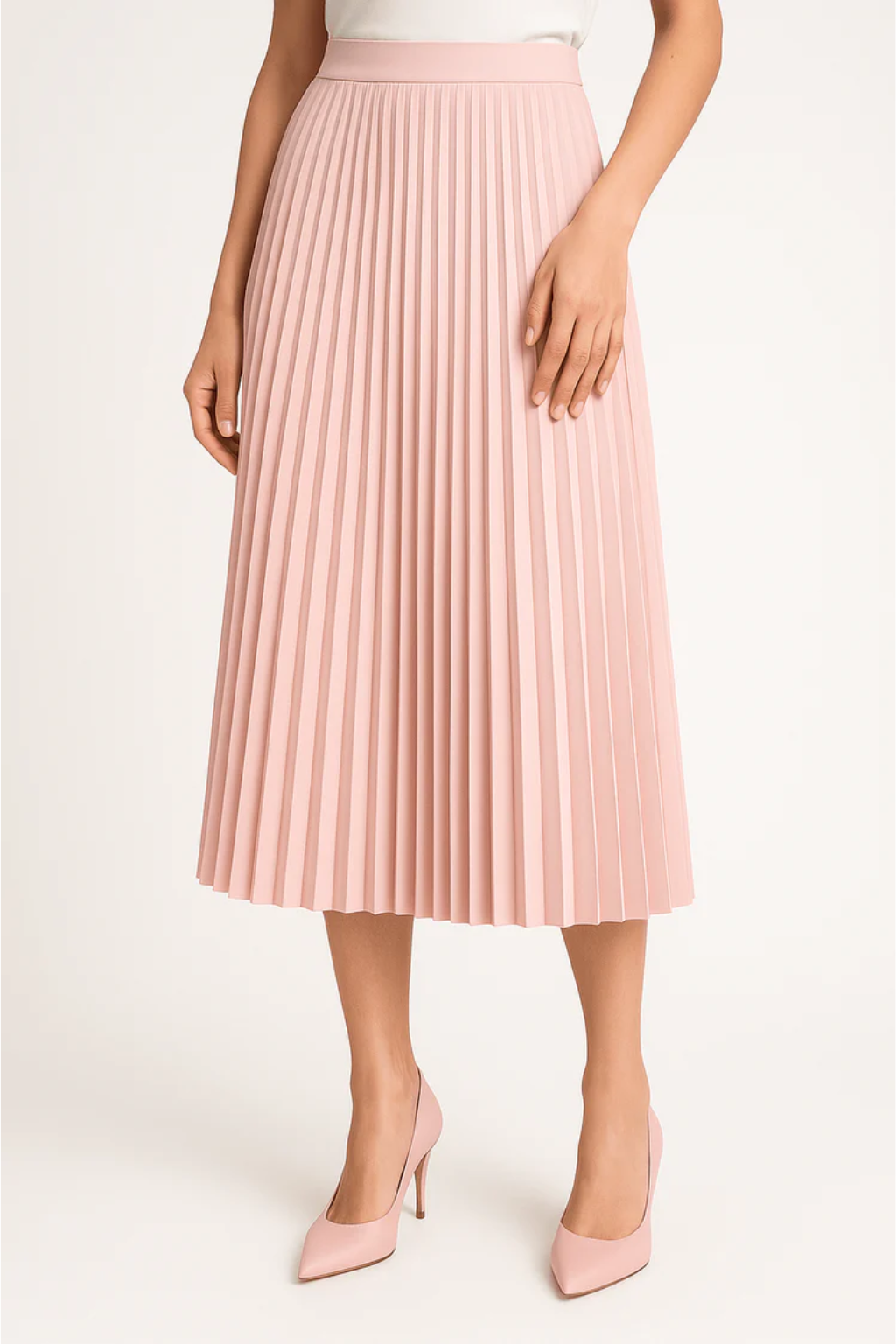 Sophisticated Pleated Midi Skirt – Classic High-Waist Silhouette