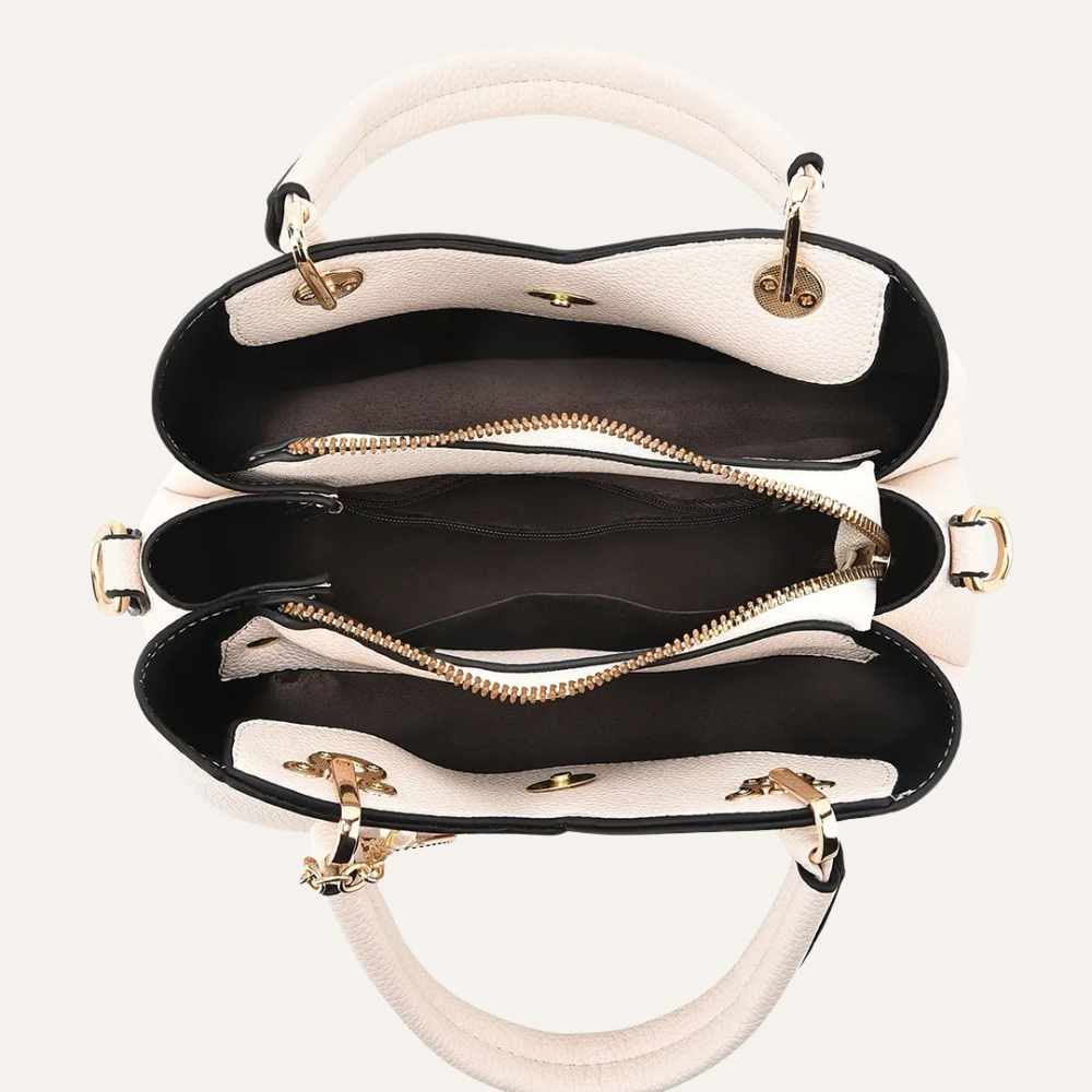 Women's Top Handle Shoulder Bag – Structured Silhouette & Gold Leaf Charm