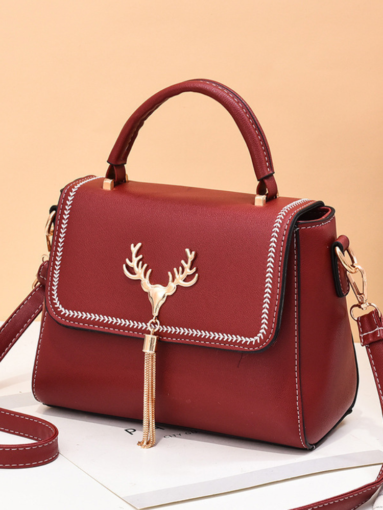 Chic Women’s Deer Head Shoulder Bag – Stylish Handbag with Tassel Detail