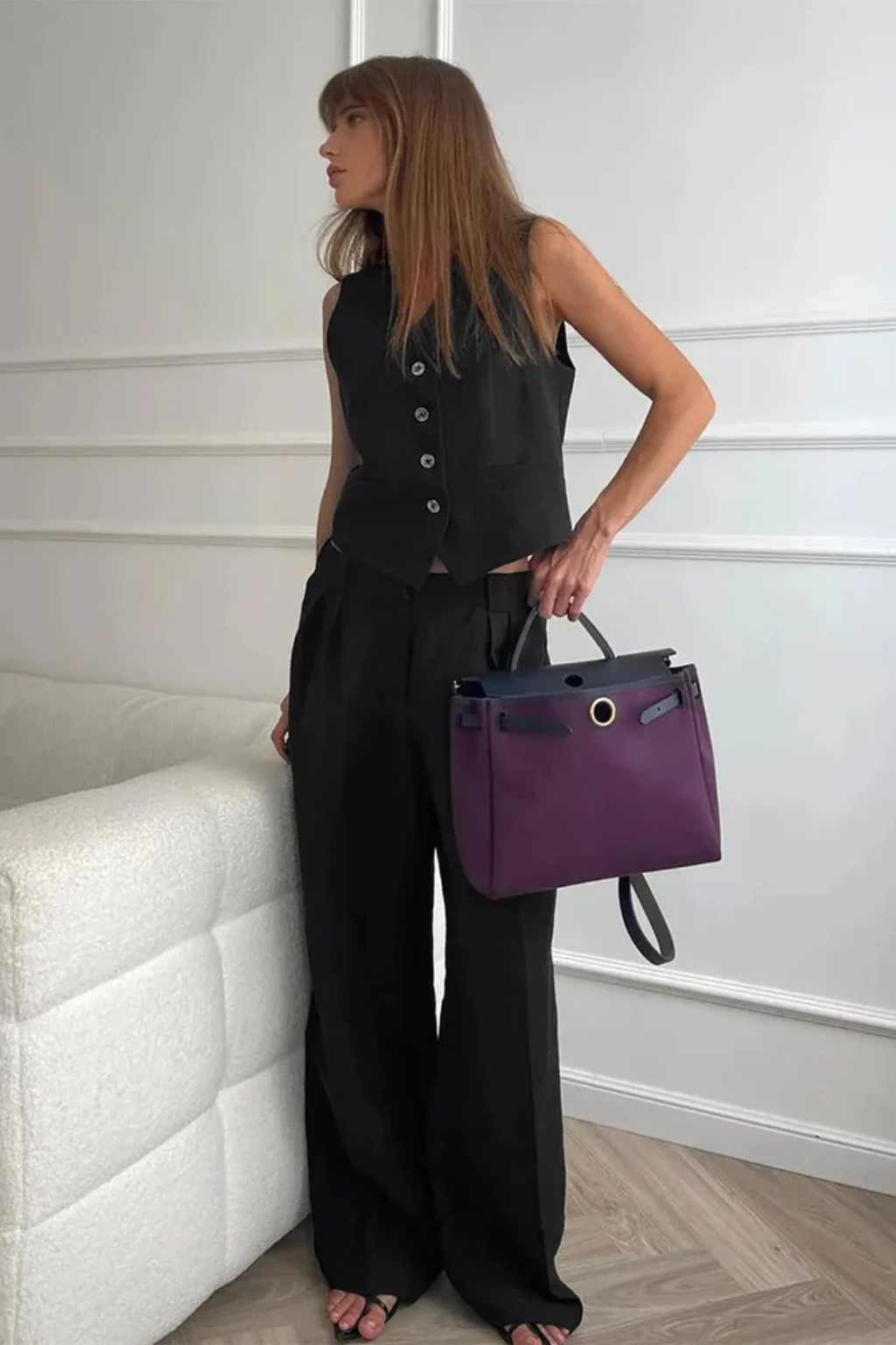 Polished Two-Piece Set – Sleeveless Vest and Wide-Leg Pants
