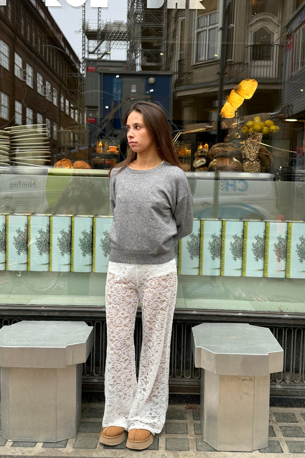 Elegant Lace Trousers – High-Waist Flared Evening Pants
