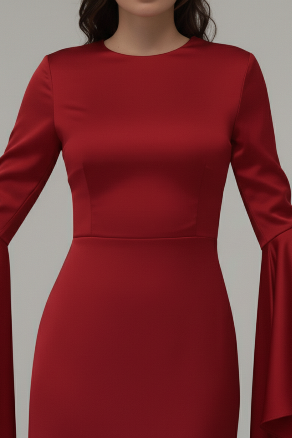 Elegant Long Sleeve Draped Maxi Dress – Evening & Party Gown