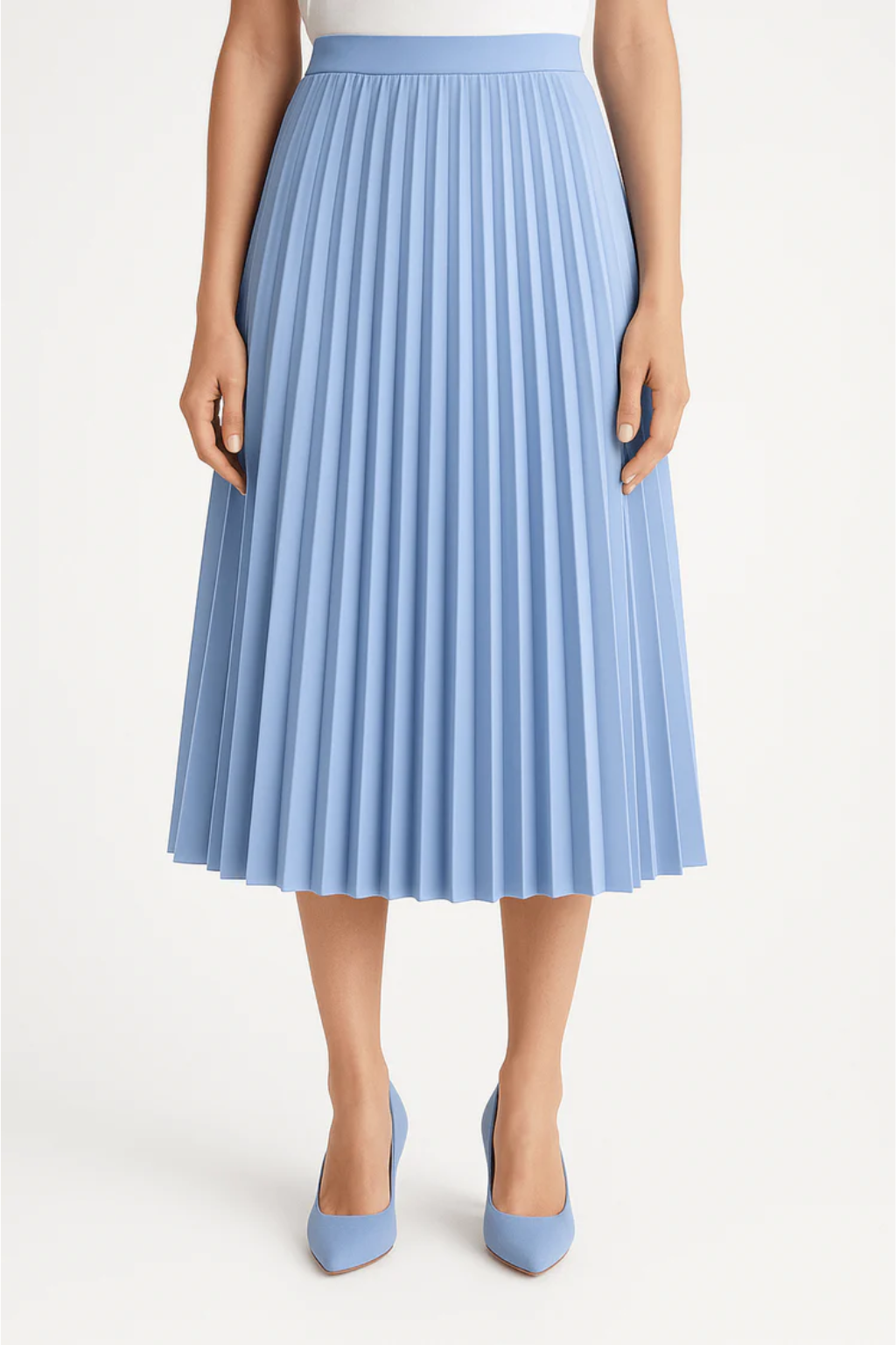 Sophisticated Pleated Midi Skirt – Classic High-Waist Silhouette