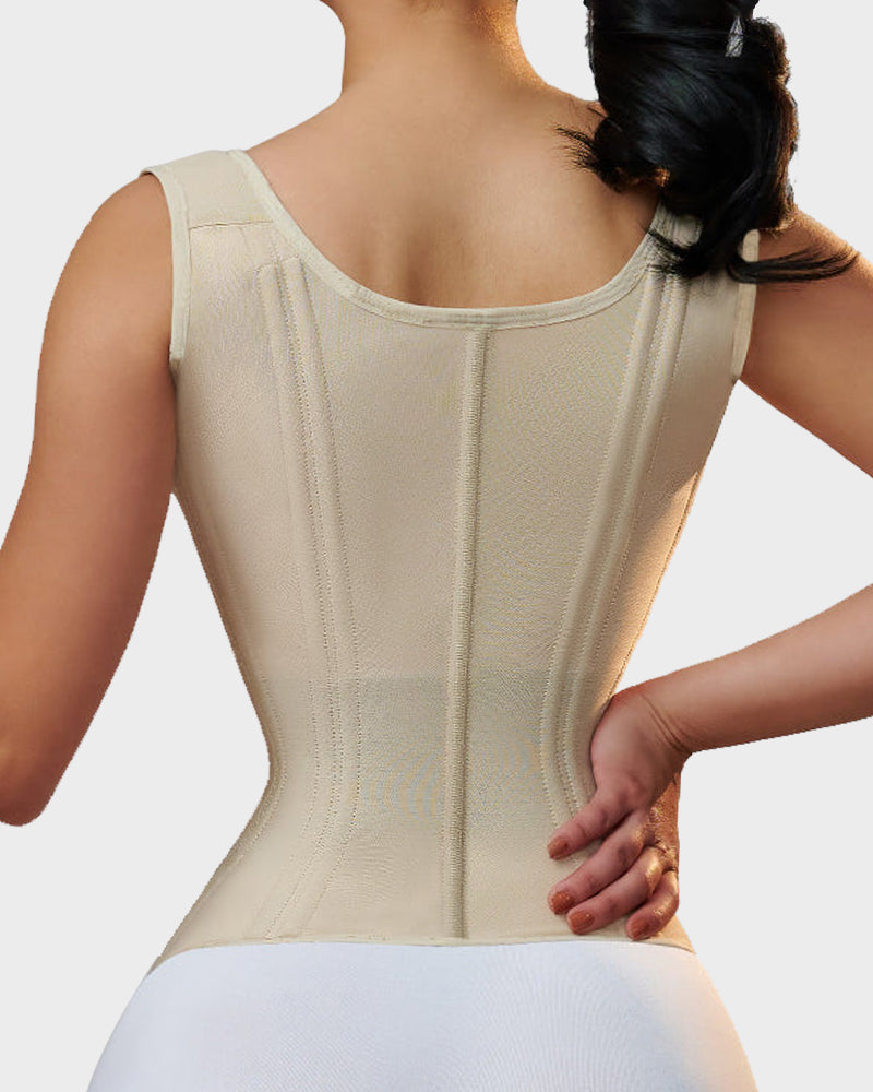 Women's Corset Vest – Double Waistband & Gold-Zip Sculpting Silhouette