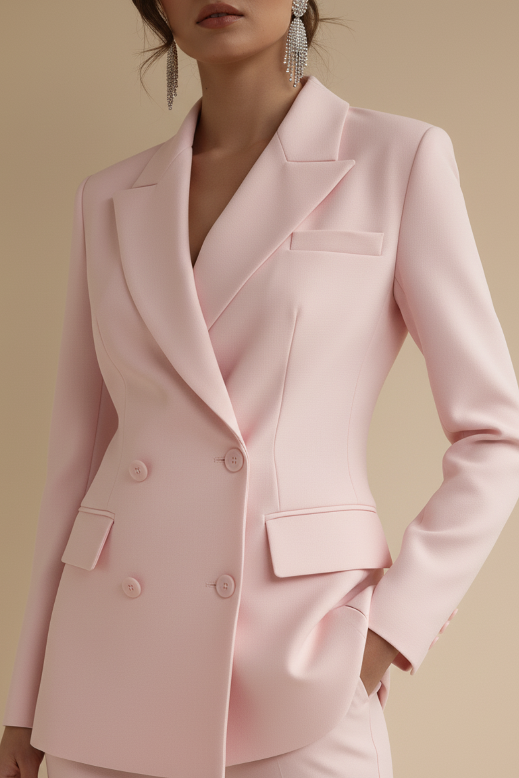 Polished Double-Breasted Trouser Suit – Tailored Blazer & Straight-Leg Pants Set