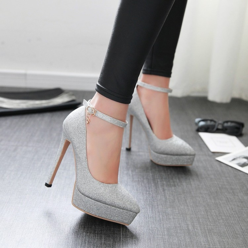 Platform Stiletto Heels with Ankle Strap – Glam Evening Pumps for Confident Height
