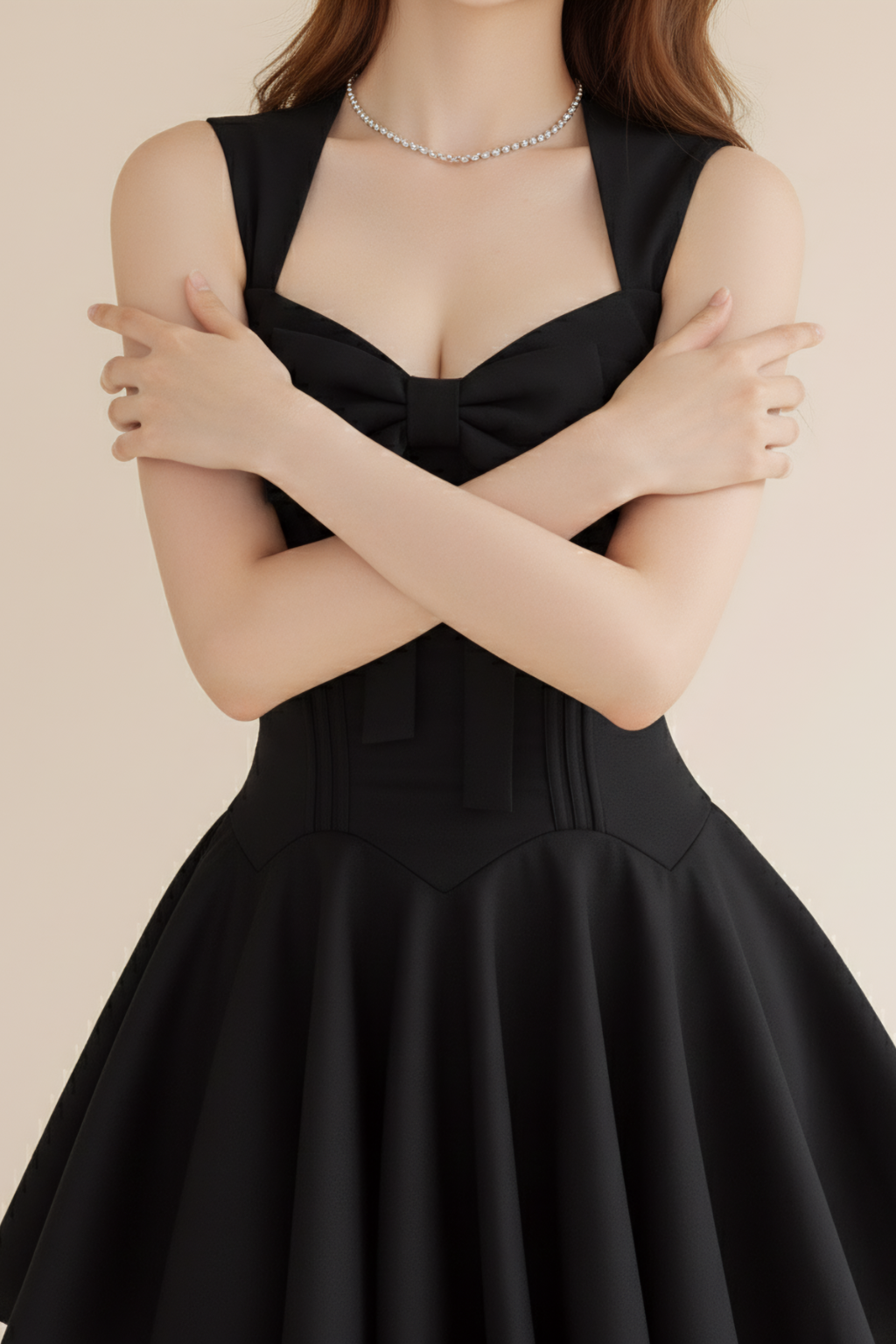 Pleated Mini Dress – Chic Corset Silhouette & Feminine Bow Detail