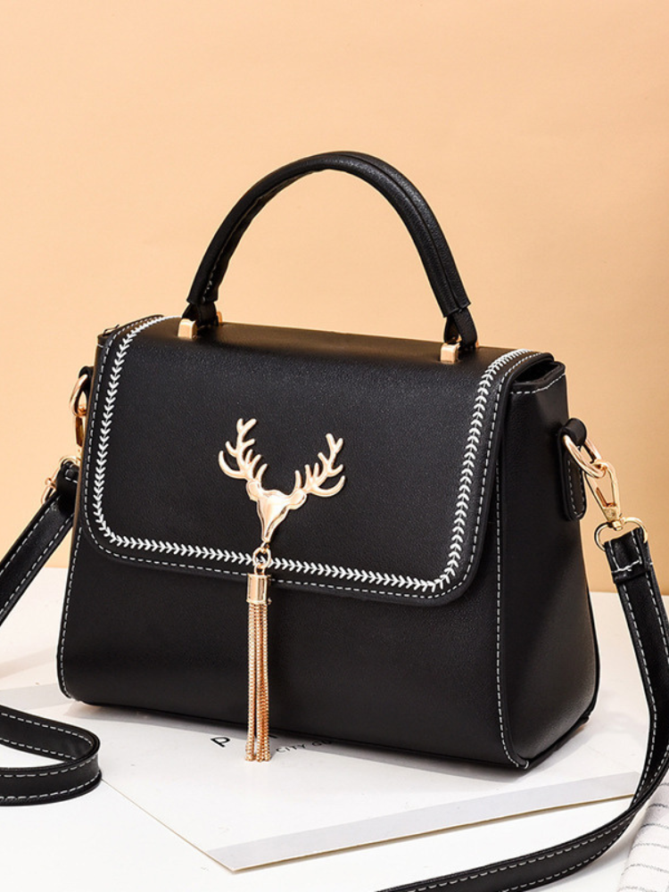 Chic Women’s Deer Head Shoulder Bag – Stylish Handbag with Tassel Detail