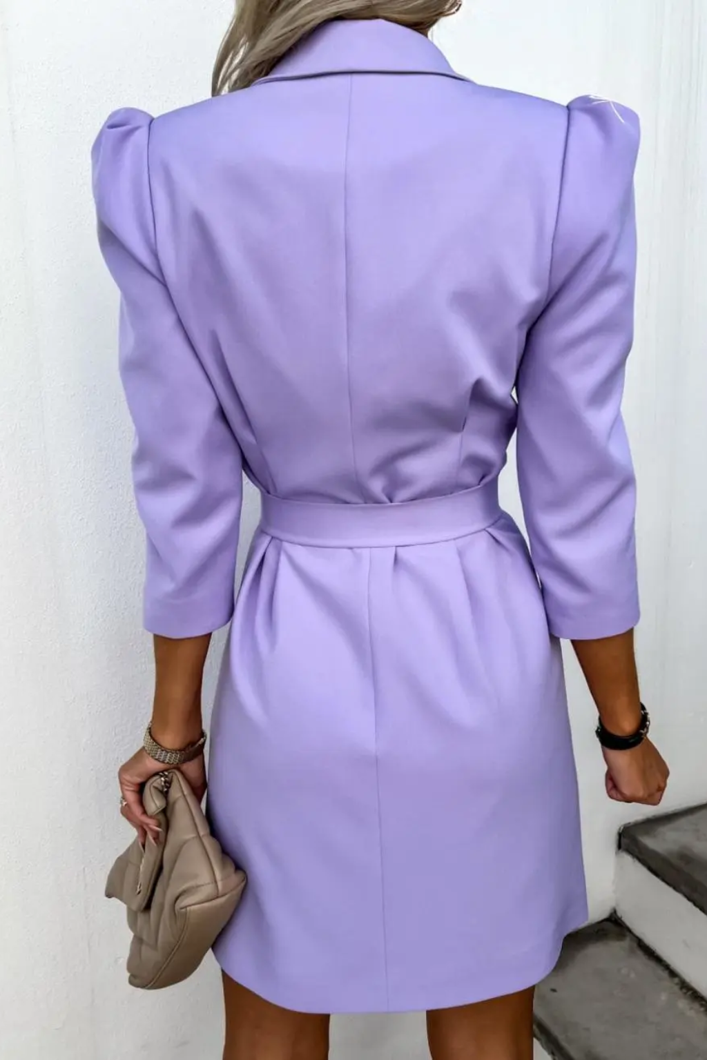 Sophisticated Double-Breasted Blazer Dress – Tailored Fit & Belted Waist