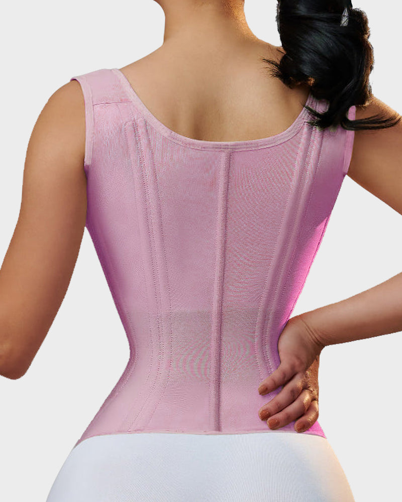 Women's Corset Vest – Double Waistband & Gold-Zip Sculpting Silhouette