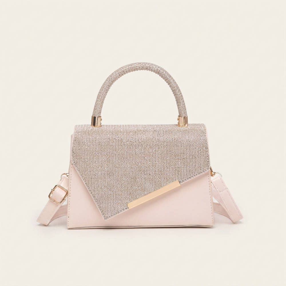 Women's Glitter Envelope Top Handle Bag – Rhinestone Handle & Gold Hardware