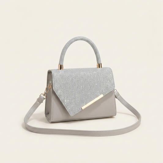 Women's Glitter Envelope Top Handle Bag – Rhinestone Handle & Gold Hardware