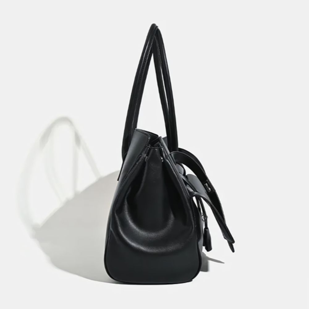 Women's Multi-Pocket Tote Bag – Structured Silhouette & Turn-Lock Detail