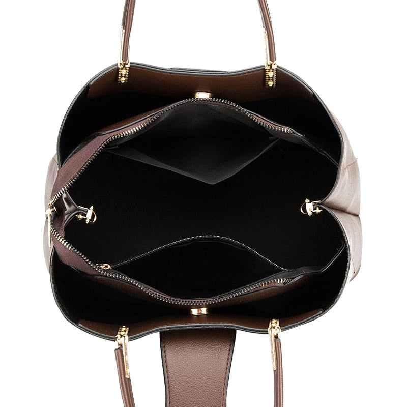 Women's Structured Tote Handbag – Top Handle & Gold-Tone Hardware Detail