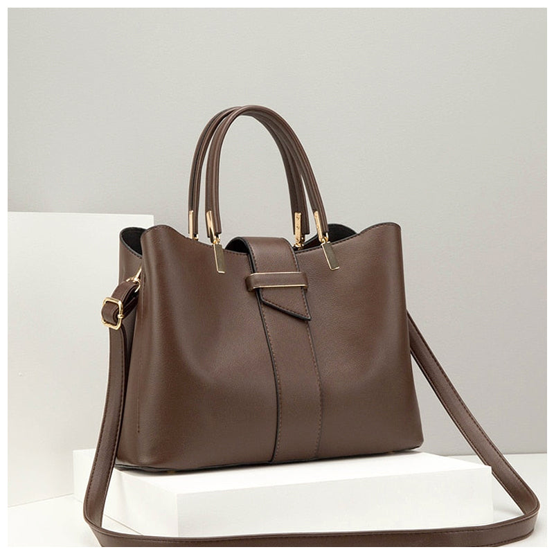 Women's Structured Tote Handbag – Top Handle & Gold-Tone Hardware Detail