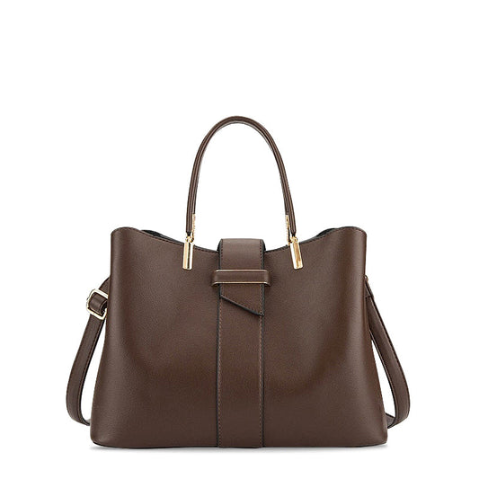 Women's Structured Tote Handbag – Top Handle & Gold-Tone Hardware Detail
