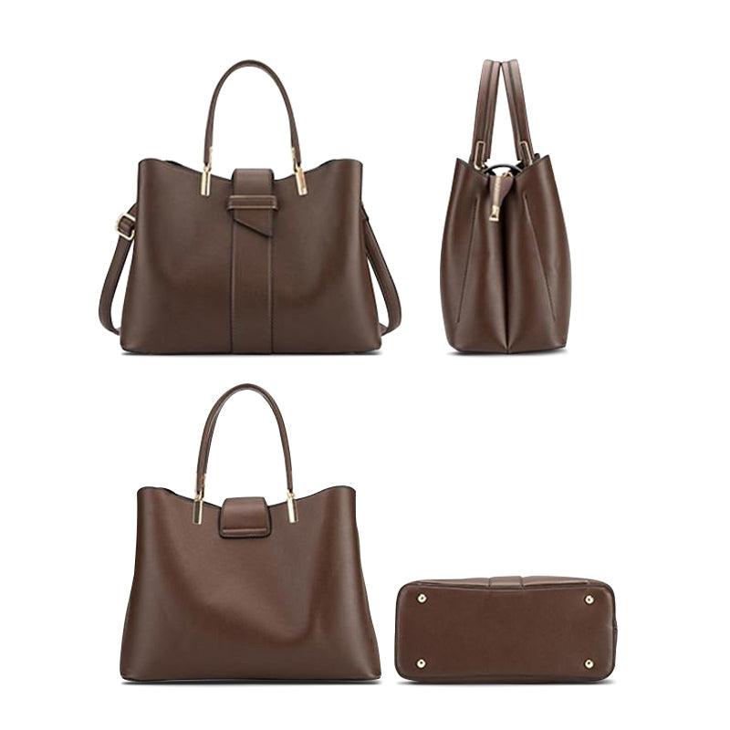 Women's Structured Tote Handbag – Top Handle & Gold-Tone Hardware Detail