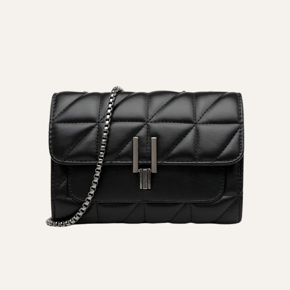 Women's Quilted Crossbody Bag – Chain Strap & Gunmetal Clasp Detail