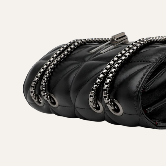 Women's Quilted Crossbody Bag – Chain Strap & Gunmetal Clasp Detail