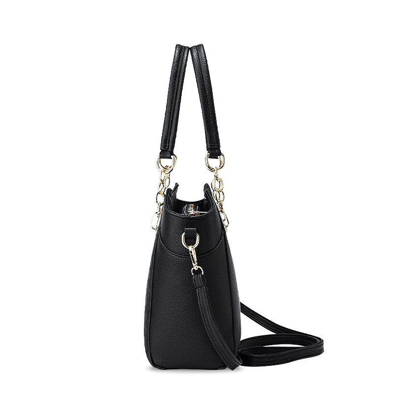 Women's Embossed Tote Bag Set – Top Handle Shoulder Bag & Wristlet
