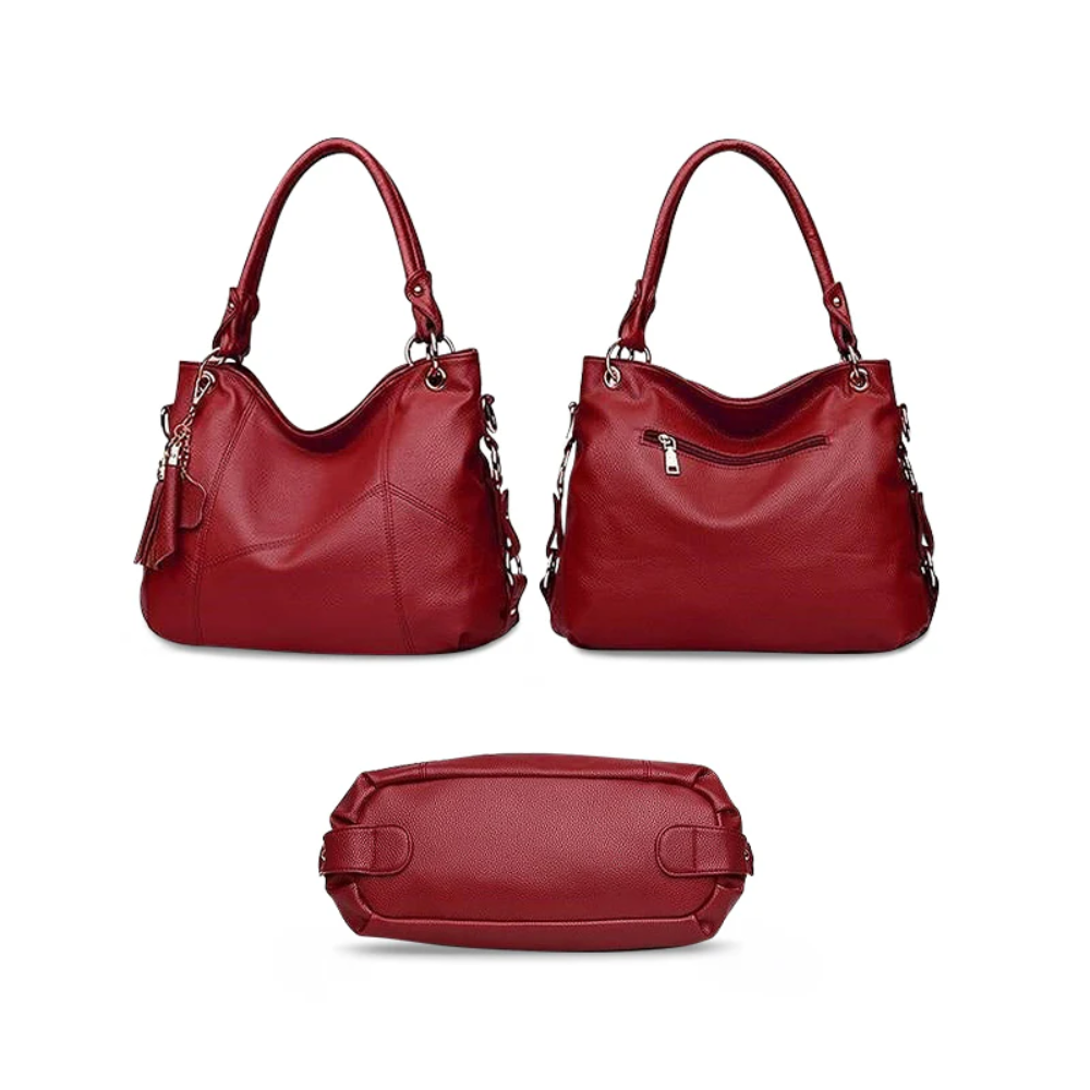 Women's Hobo Shoulder Bag – Pebbled Faux Leather with Tassel Detail