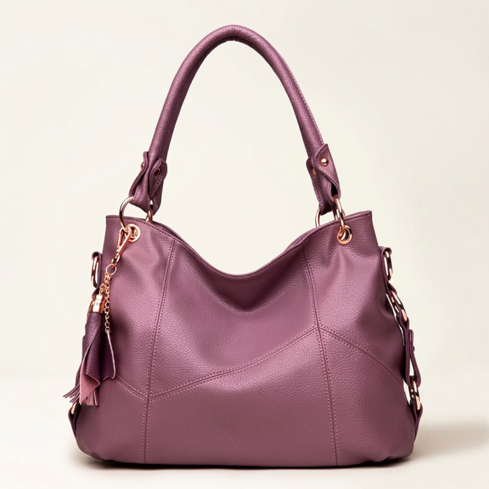 Women's Hobo Shoulder Bag – Pebbled Faux Leather with Tassel Detail