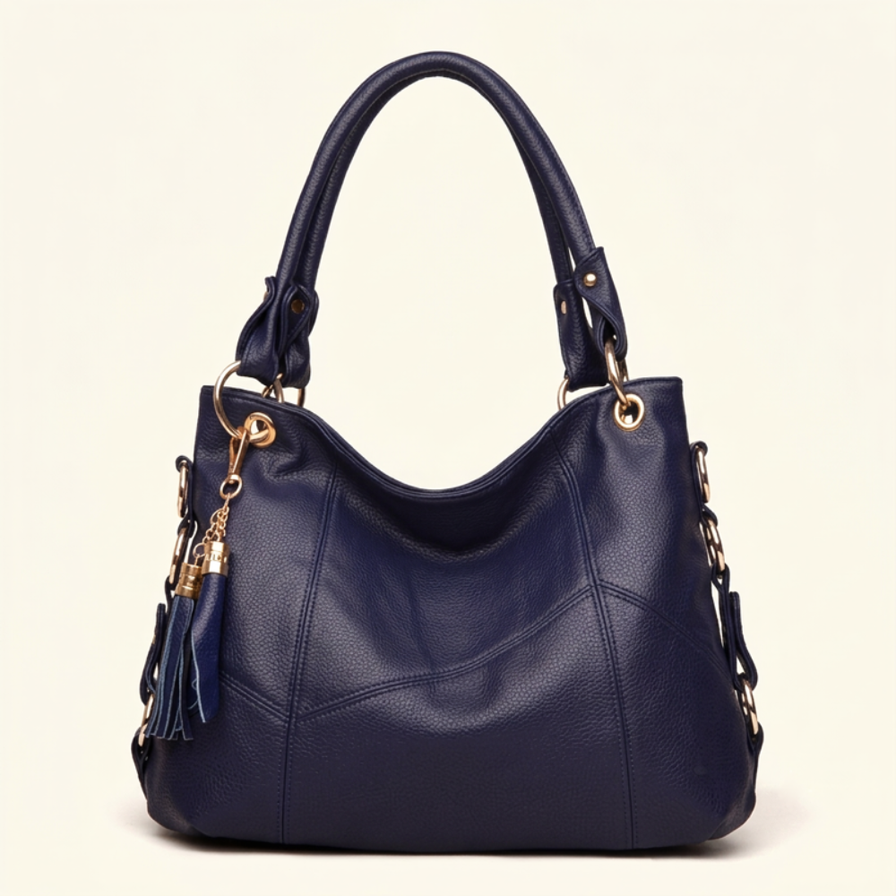 Women's Hobo Shoulder Bag – Pebbled Faux Leather with Tassel Detail