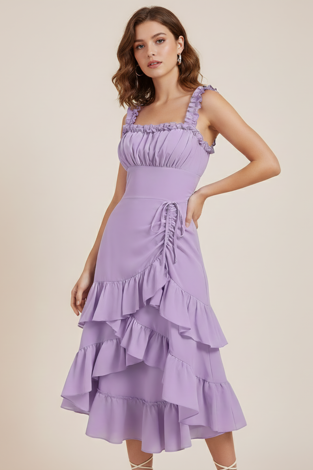 Ruffle Strap Midi Dress – Feminine Layered Ruffle Silhouette & Romanti ...
