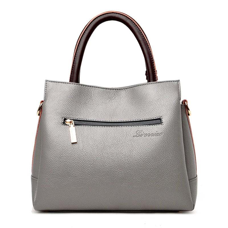 Women's Geometric Patchwork Tote – Structured Top Handle Bag with Tassel Charm