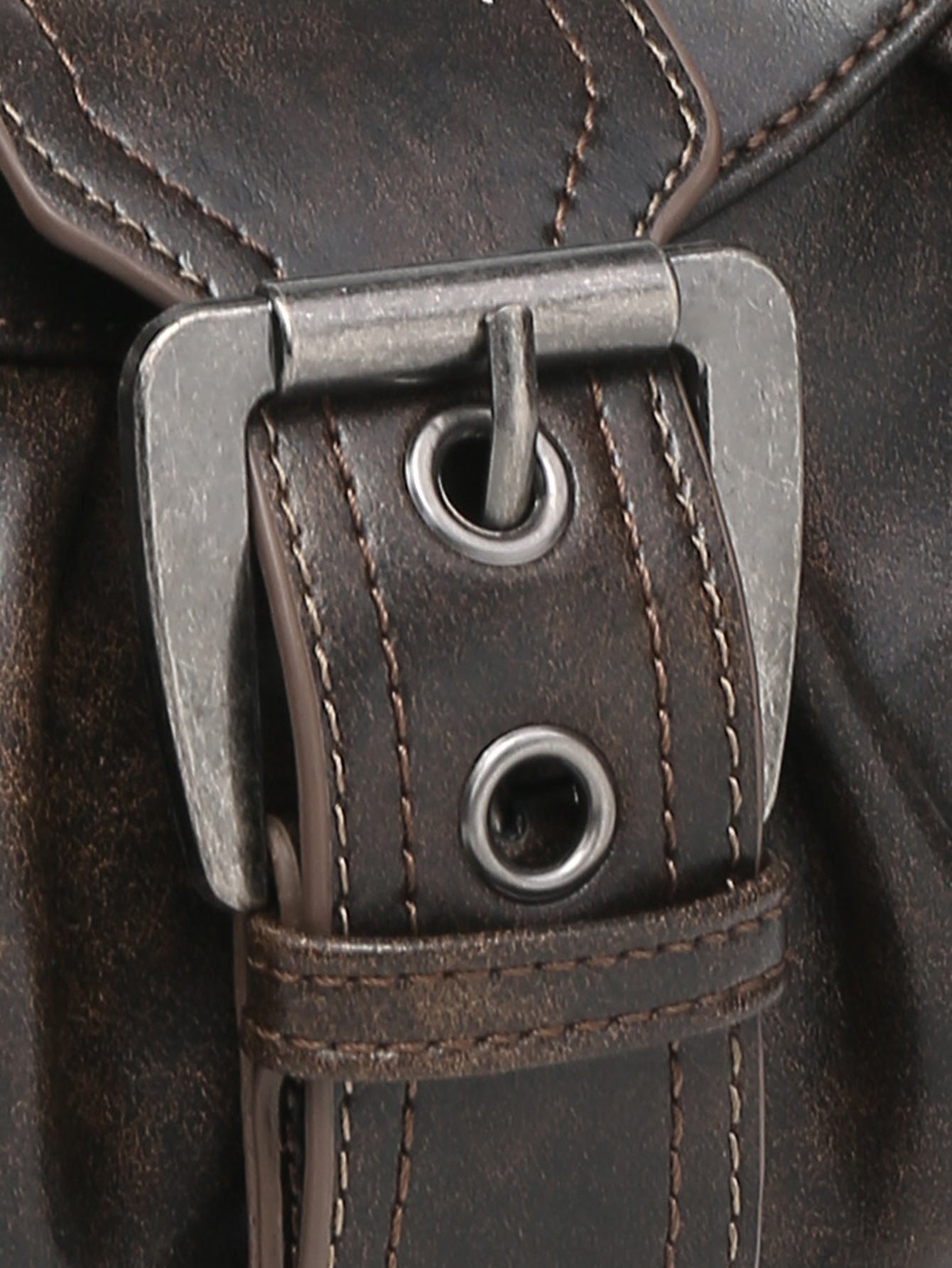 Women's Distressed Faux Leather Hobo Bag – Ruched Buckle Detail